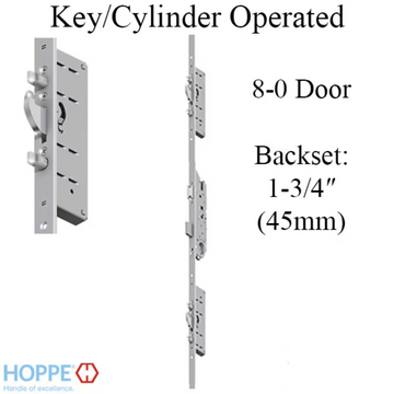 24MM HOPPE KEY OPERATED MPL, 1-3/4" BACKSET- 8-0 DOOR